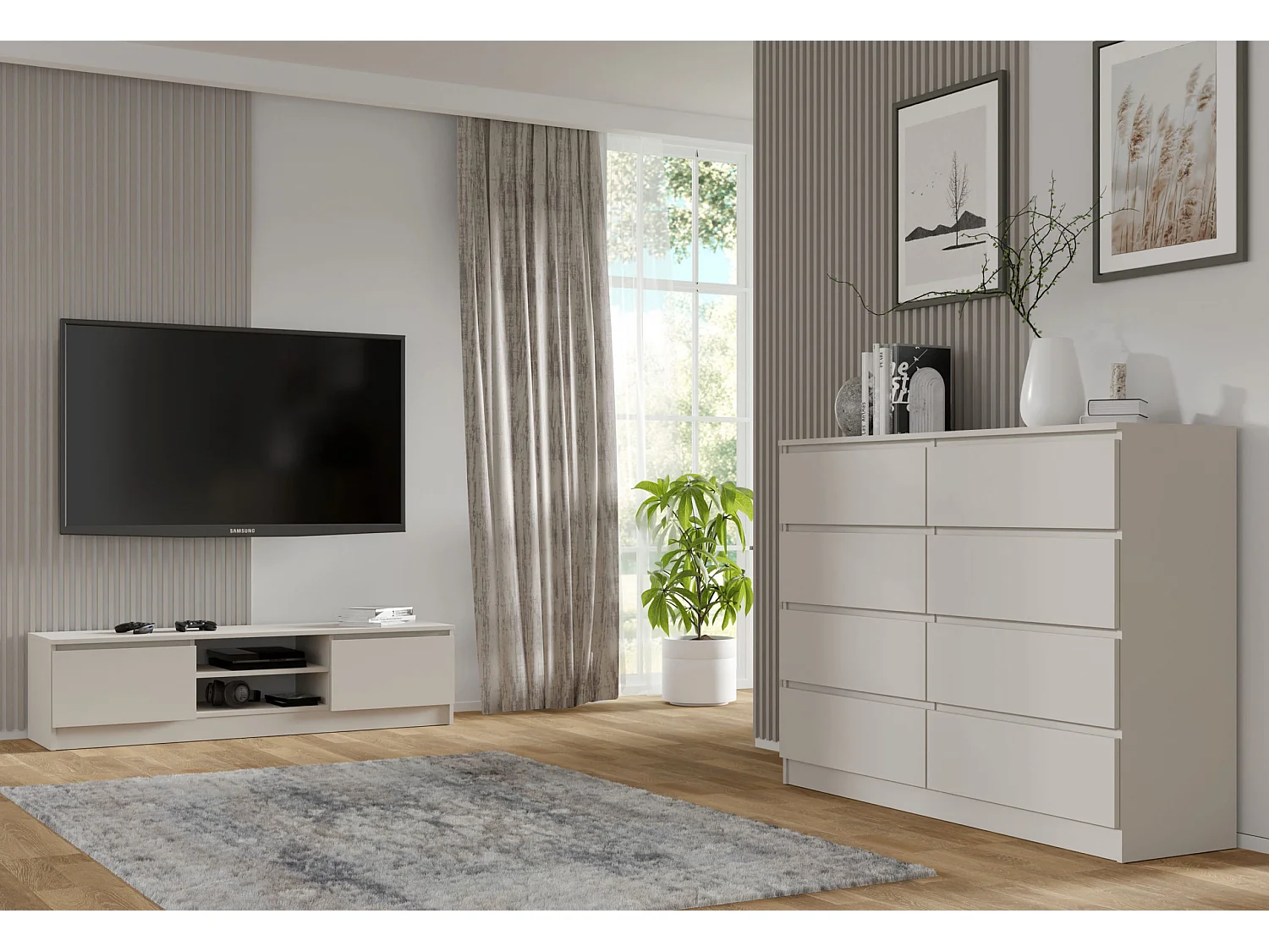 Dressoir MAJA S8 140 cm cashmere – 8 lades