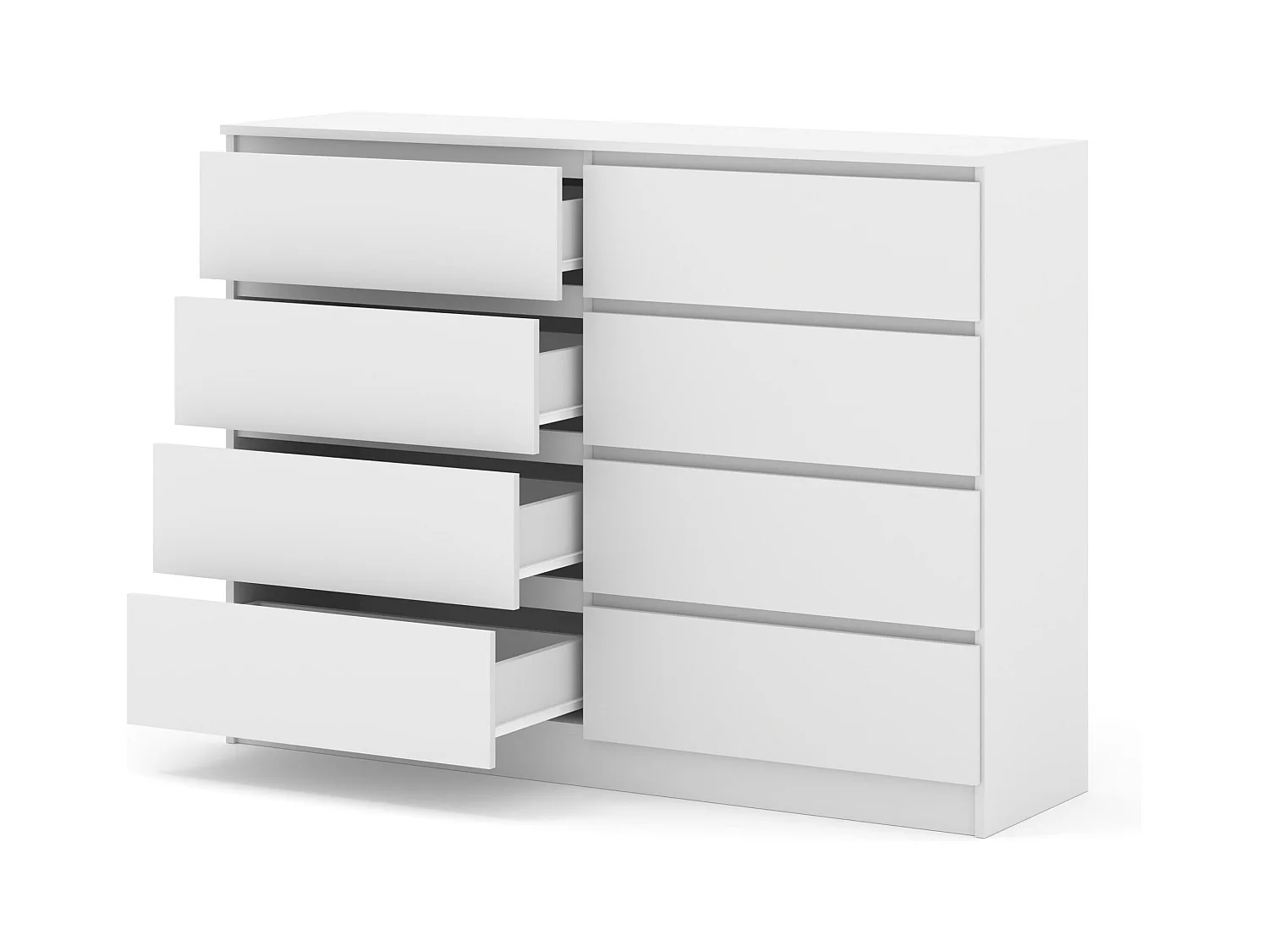 Commode MAJA S8 140 cm blanc mat – 8 tiroirs
