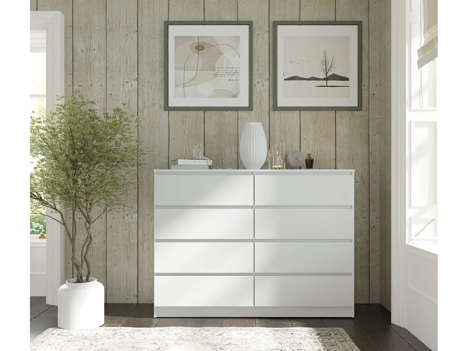 Cómoda MAJA S8 140 cm blanco mate – 8 cajones