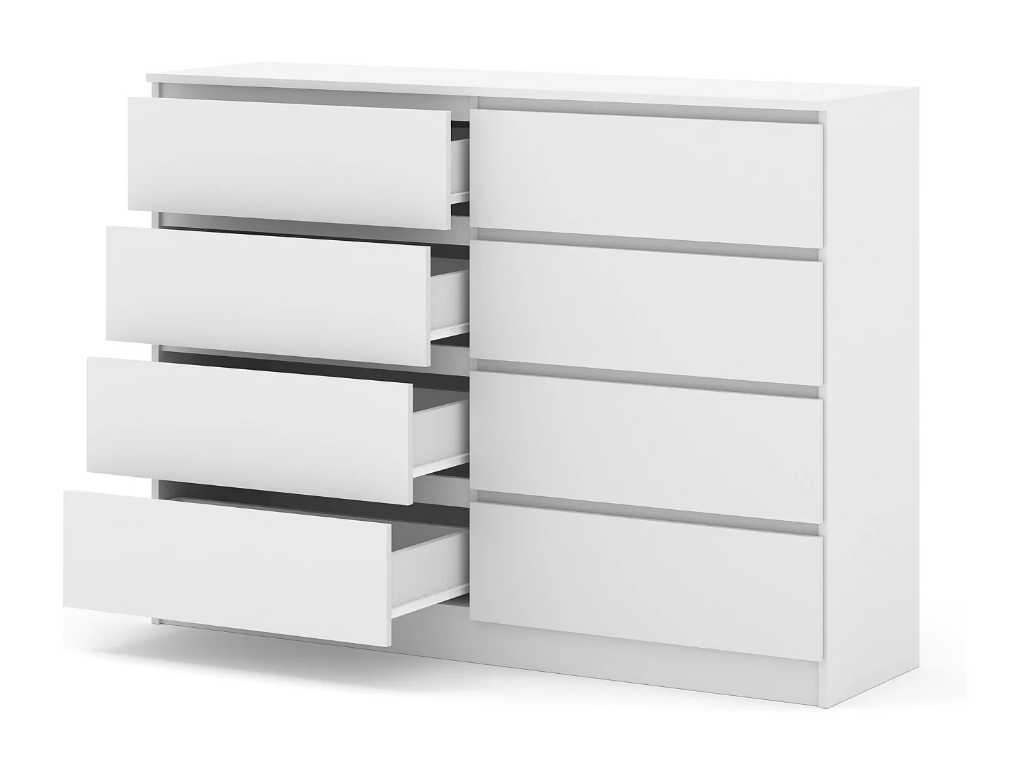 Cómoda MAJA S8 140 cm blanco mate – 8 cajones