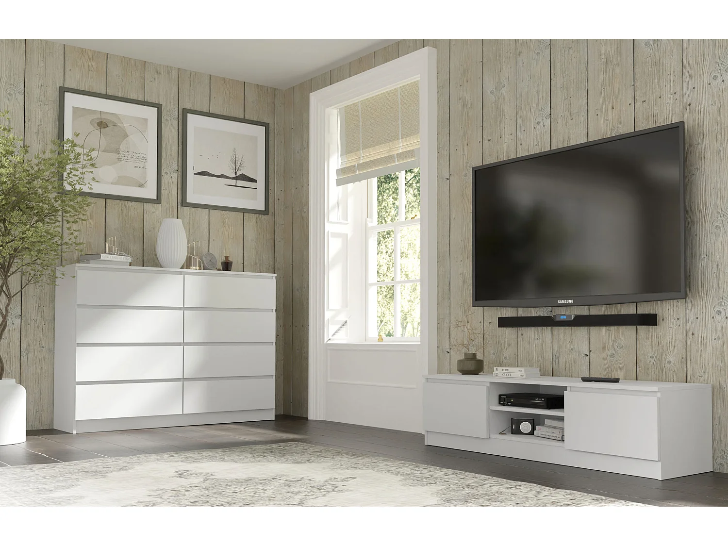 Cómoda MAJA S8 140 cm blanco mate – 8 cajones