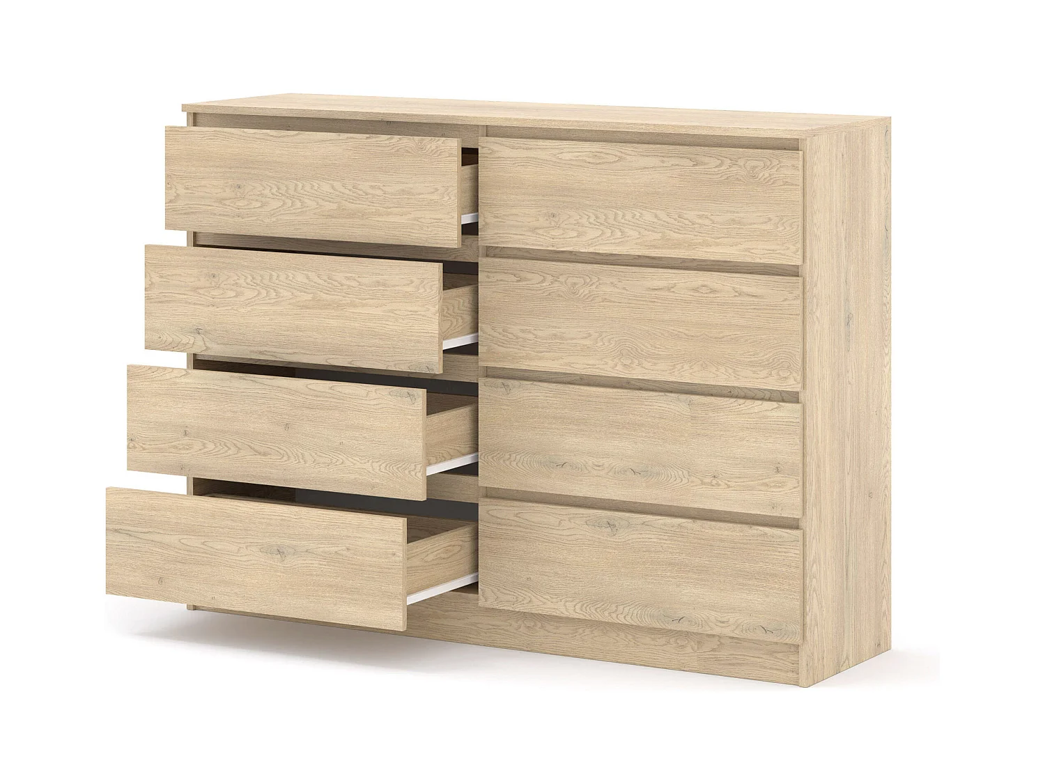 Kommode MAJA S8 140 cm Eiche Cremona  – 8 Schubladen