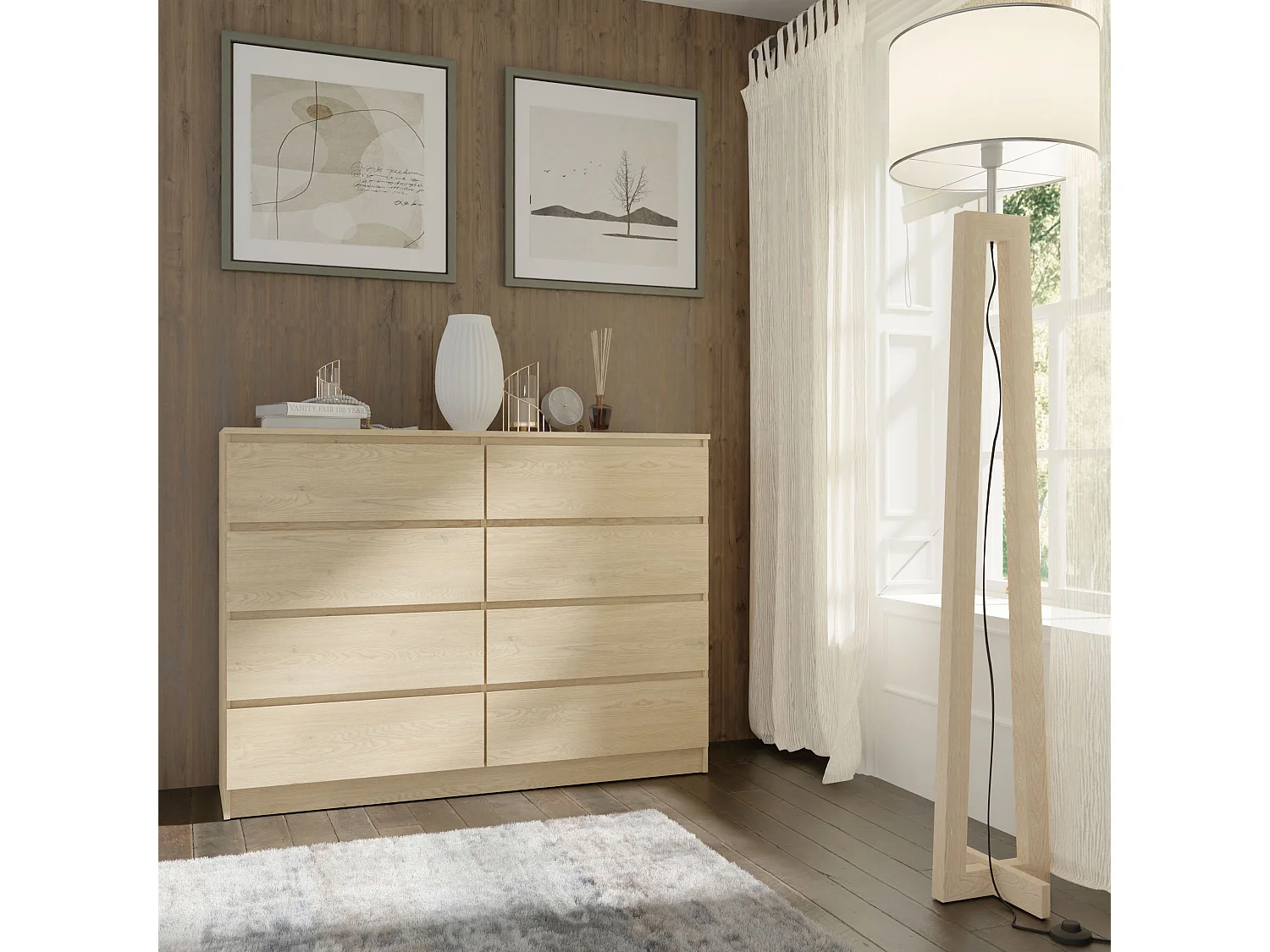 Dressoir MAJA S8 140 cm Eik Cremona  – 8 lades