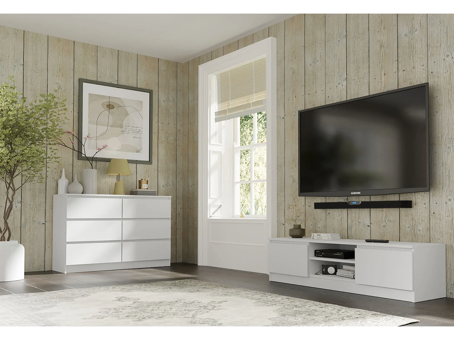 Cómoda MAJA S6 120 cm blanco mate – 6 cajones