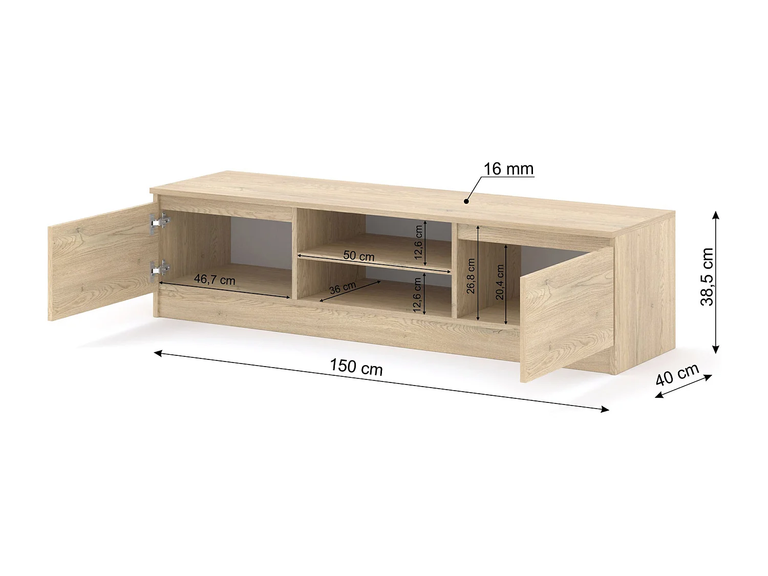 Meuble TV MAJA 150 cm Chêne Cremona  – banc TV design
