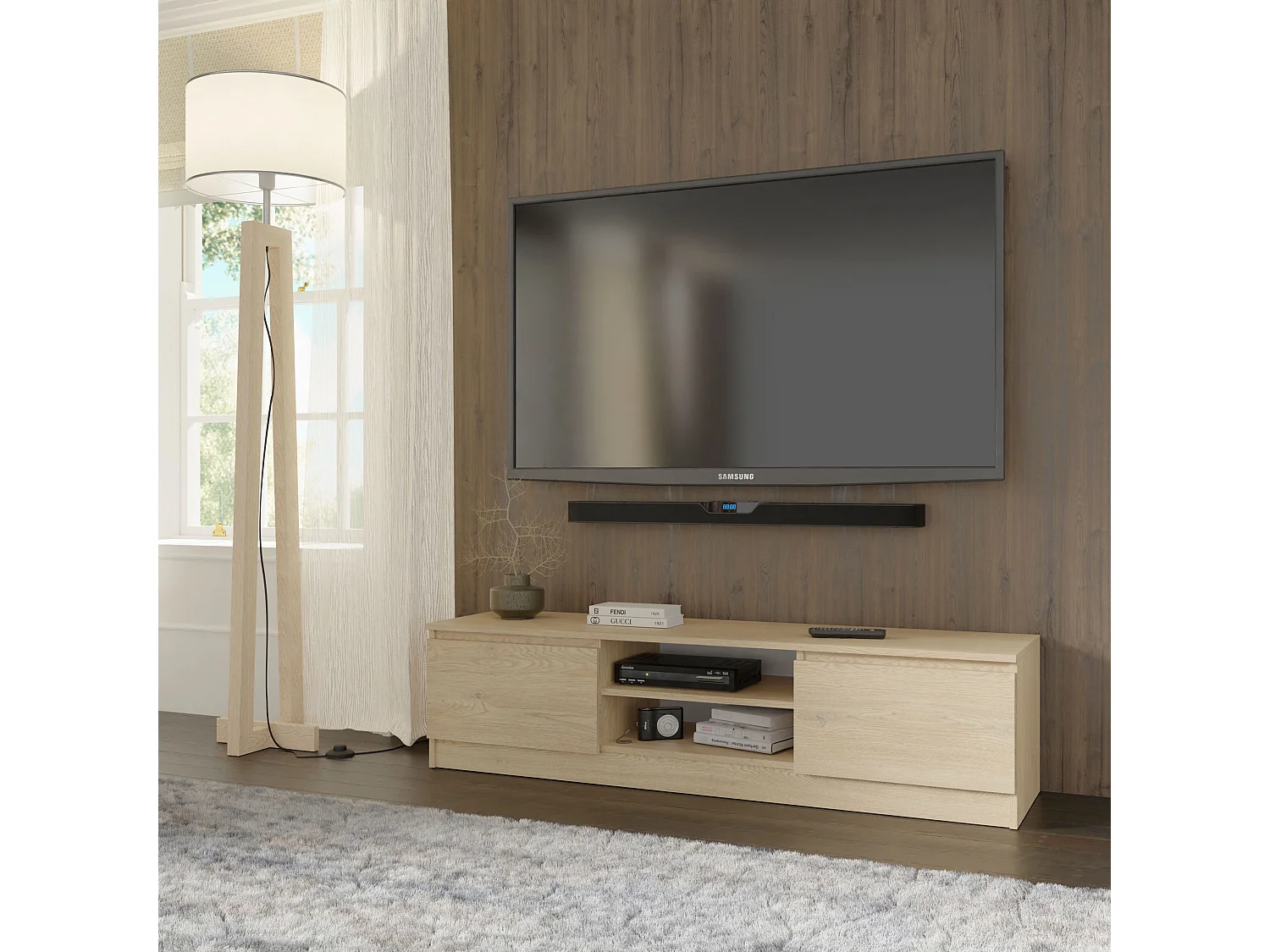 Meuble TV MAJA 150 cm Chêne Cremona  – banc TV design