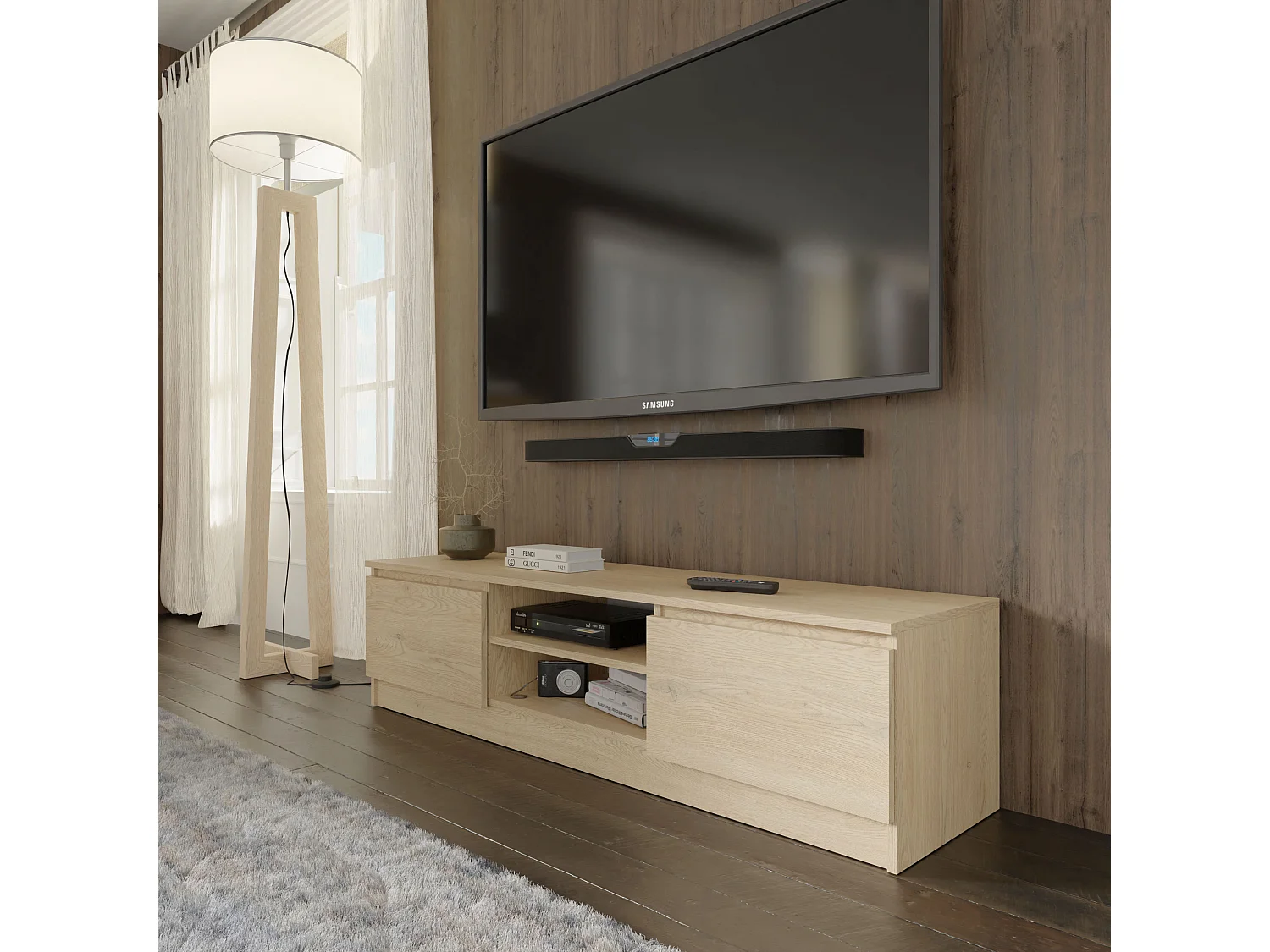 Meuble TV MAJA 150 cm Chêne Cremona  – banc TV design