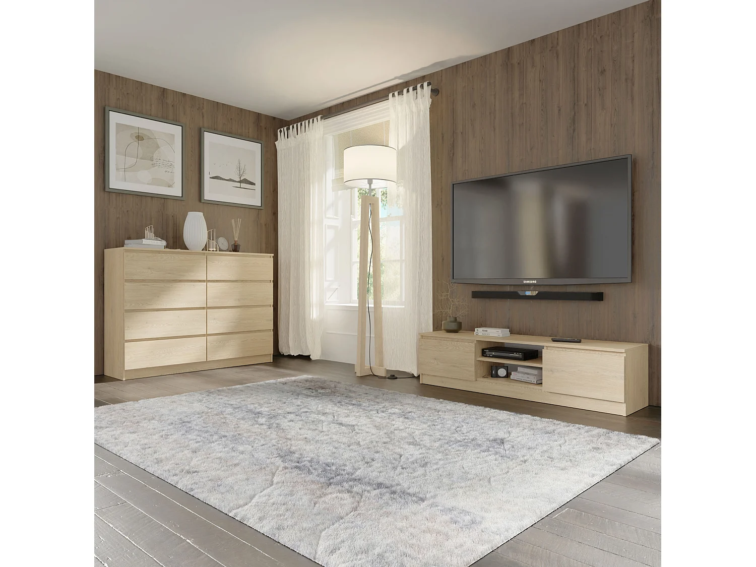 Meuble TV MAJA 150 cm Chêne Cremona  – banc TV design