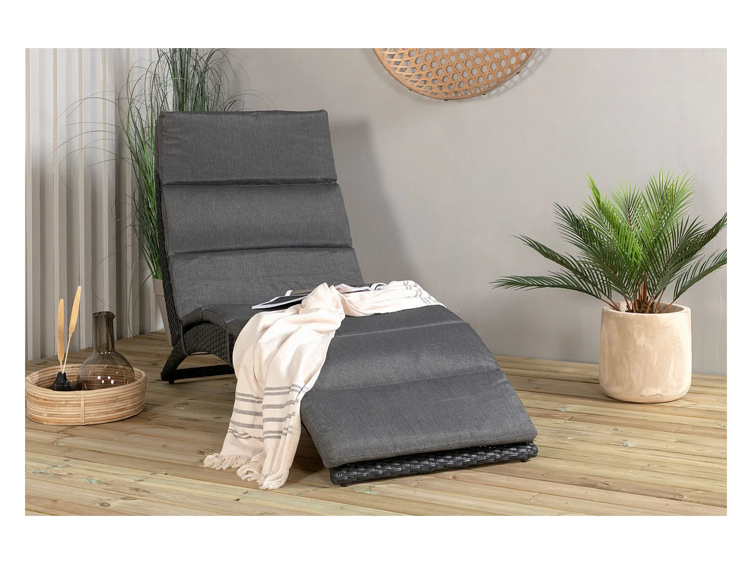 Chaise Longue "Archie" 158cm Noir