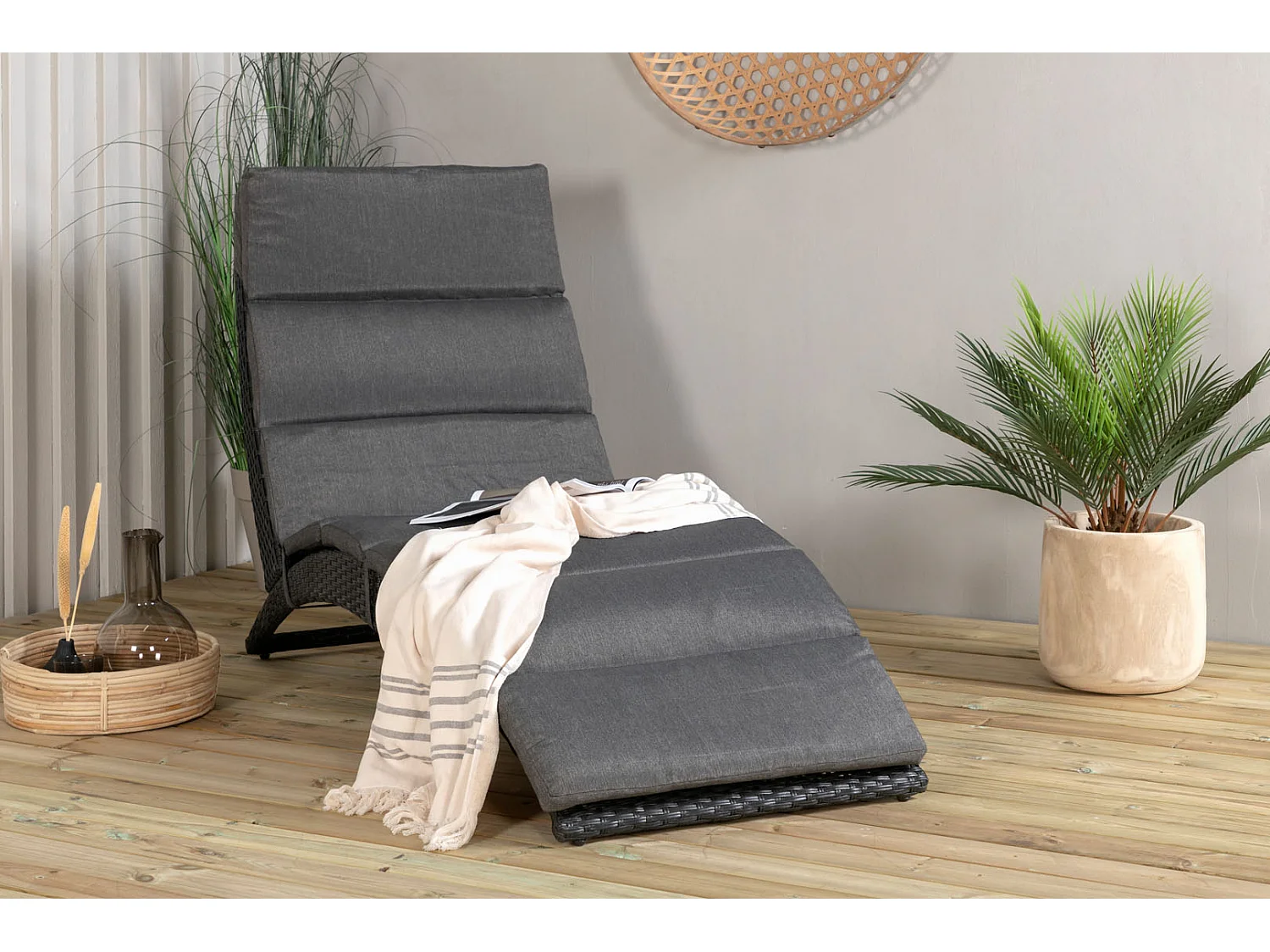 Chaise Longue "Archie" 158cm Noir