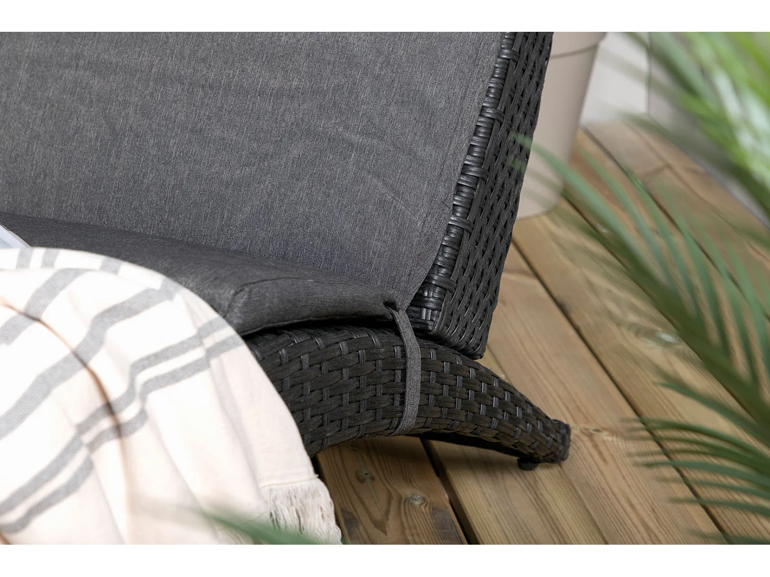 Chaise Longue "Archie" 158cm Noir