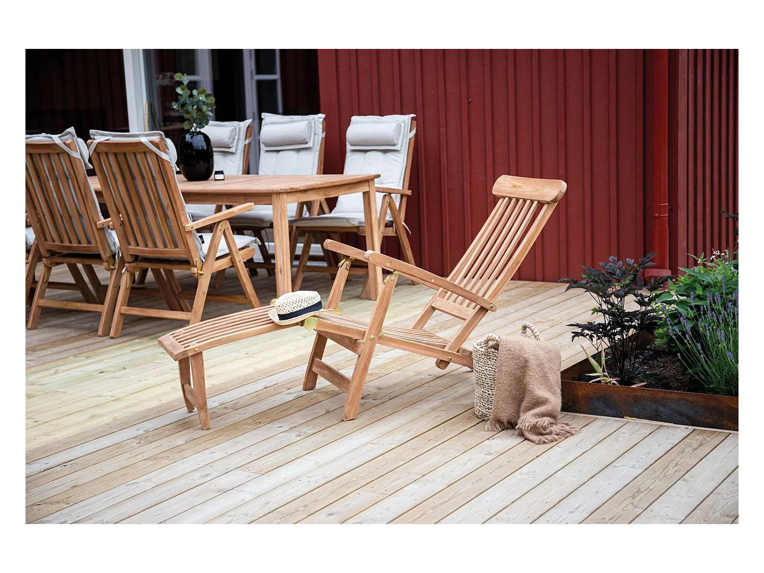 Chaise Longue en Bois de Teck "Kenya" 150cm Naturel