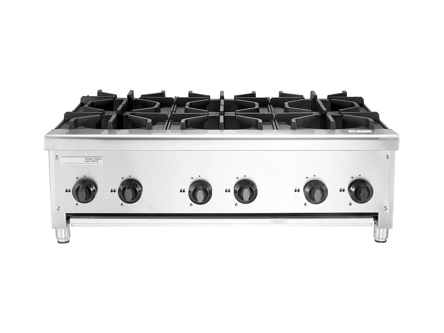 Kommerzieller Gasherd SucceBuy mit 6 Brennern, 42 kW, Edelstahl, Geeignet für Propan und Erdgas, Tischherd