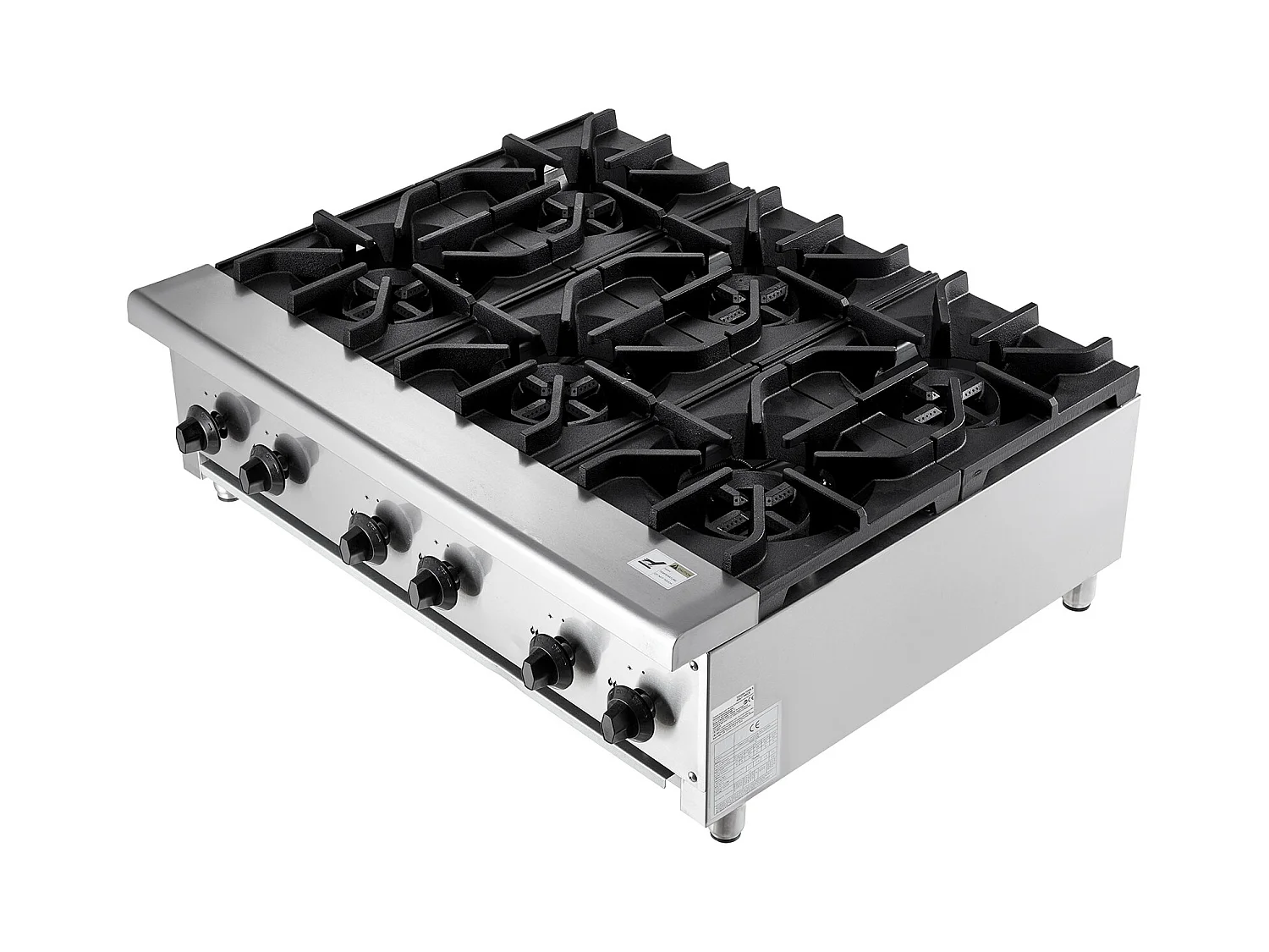 Kommerzieller Gasherd SucceBuy mit 6 Brennern, 42 kW, Edelstahl, Geeignet für Propan und Erdgas, Tischherd