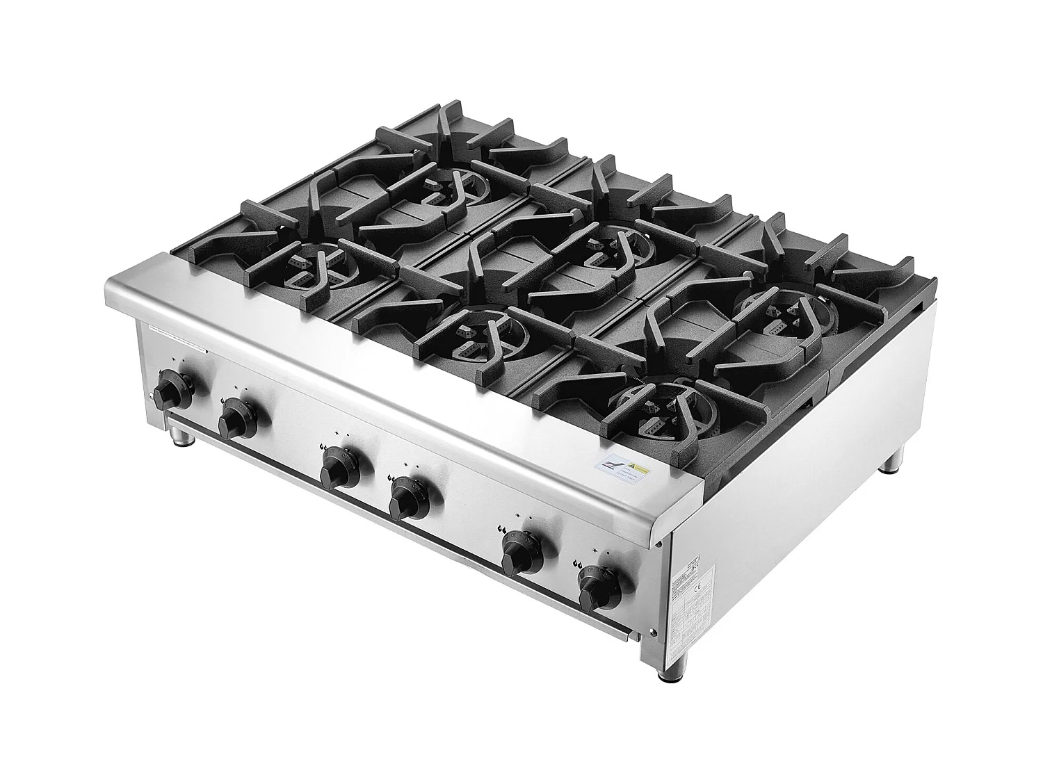 Kommerzieller Gasherd SucceBuy mit 6 Brennern, 42 kW, Edelstahl, Geeignet für Propan und Erdgas, Tischherd