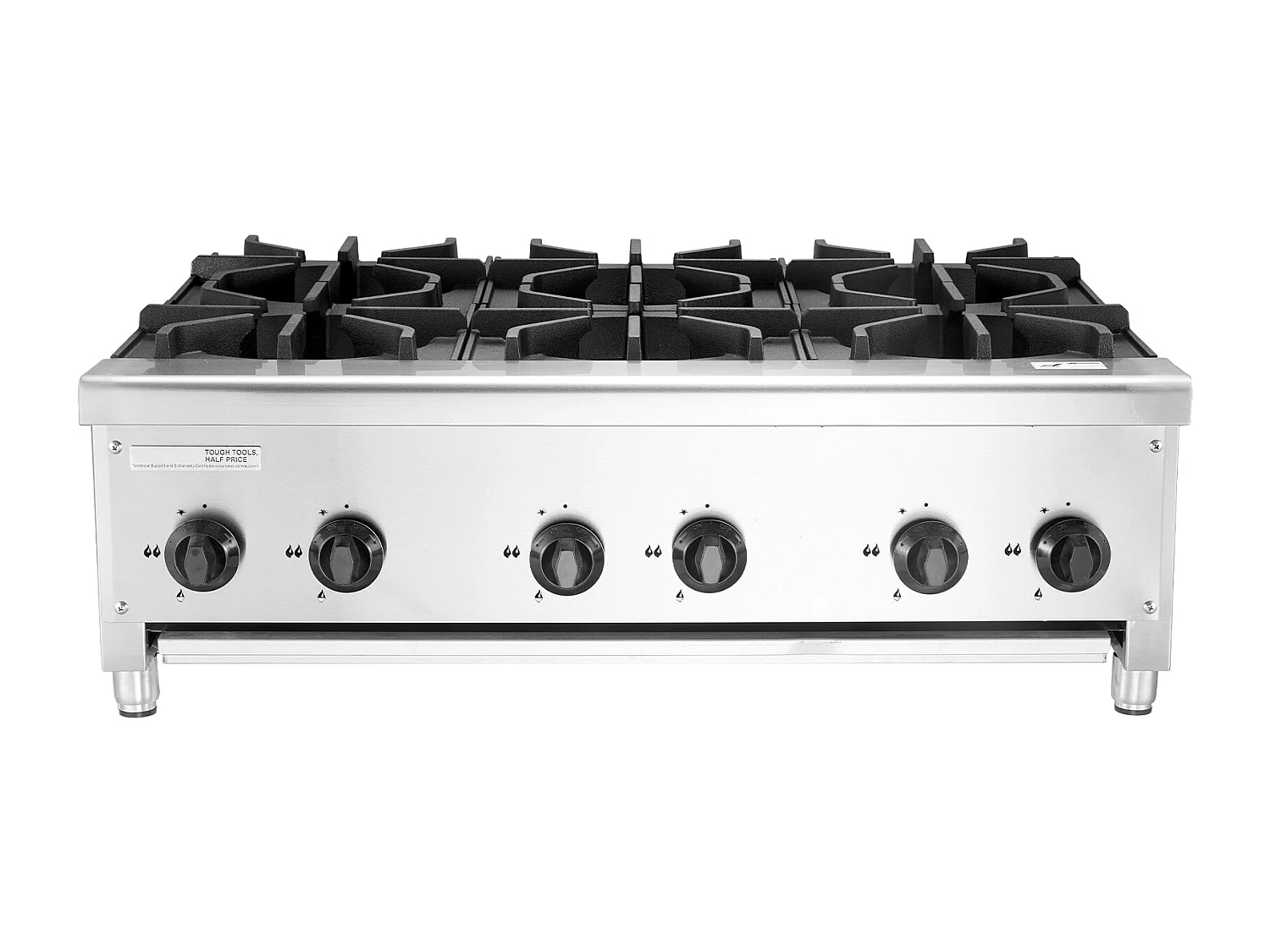 Fornello a Gas Commerciale SucceBuy con 6 Bruciatori, 42 kW, Acciaio Inossidabile, Adatto a Propano e Gas Naturale, Fornello da Banco