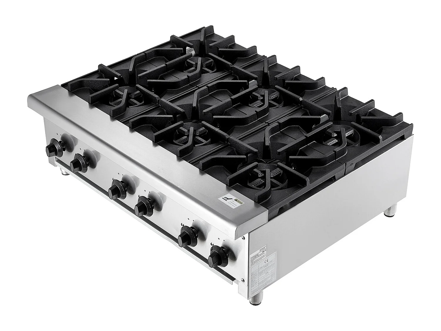 Fornello a Gas Commerciale SucceBuy con 6 Bruciatori, 42 kW, Acciaio Inossidabile, Adatto a Propano e Gas Naturale, Fornello da Banco