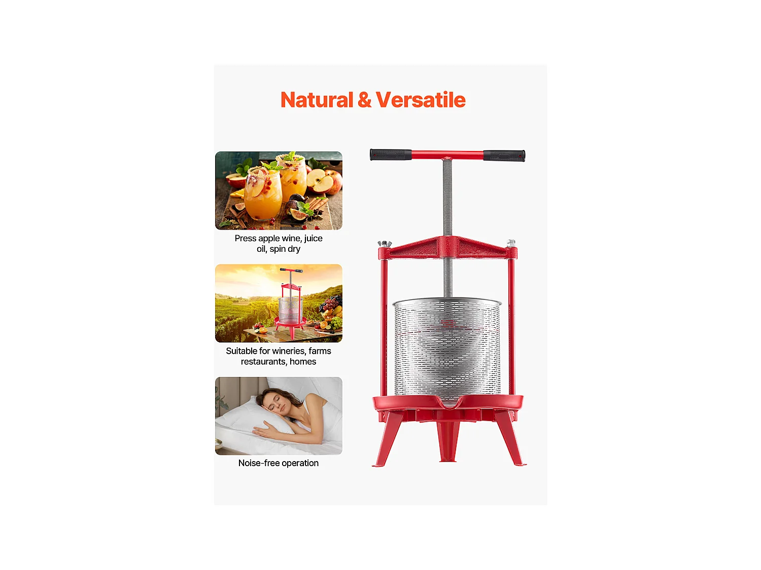 Handpresse für Früchte und Wein SucceBuy , Edelstahl 14L, für die Hausbrauerei, mit Querbalken und Stabiler Dreieckskonstruktion