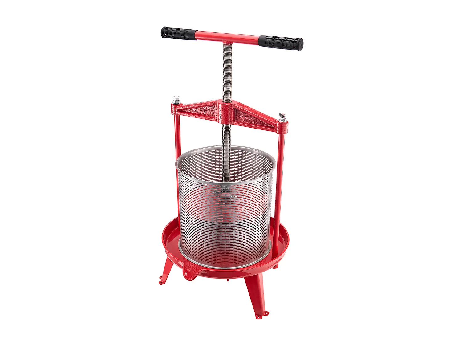 Manual Fruit and Wine Press SucceBuy, 14L Stainless Steel, for Home Brewing, met Dwarsbalk en Dtabiel Driehoekig Ontwerp