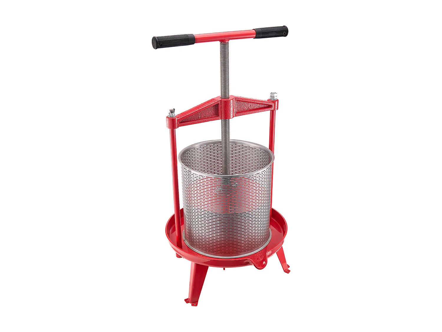 Manual Fruit and Wine Press SucceBuy, 14L Stainless Steel, for Home Brewing, met Dwarsbalk en Dtabiel Driehoekig Ontwerp