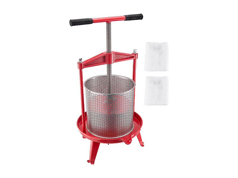 Manual Fruit and Wine Press SucceBuy, 14L Stainless Steel, for Home Brewing, met Dwarsbalk en Dtabiel Driehoekig Ontwerp
