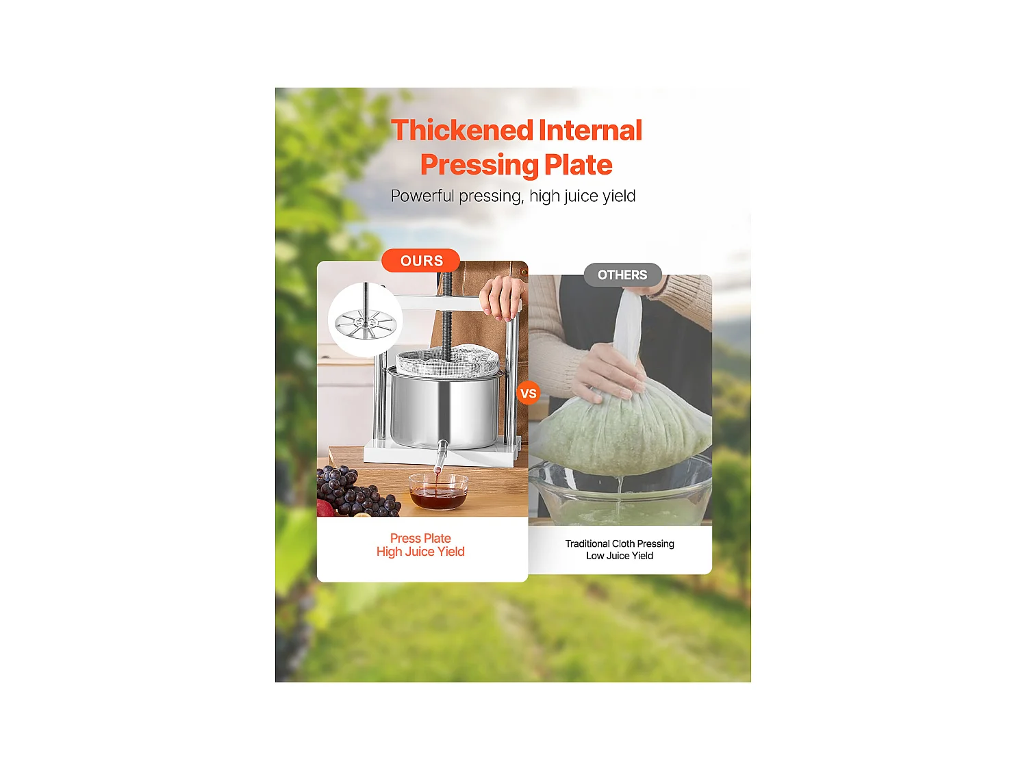 Prensa Manual para Vinificação Doméstica SucceBuy, 5 L, Aço Inoxidável, Extrator de Sumo para Sidra, Maçã, Uva, Mel