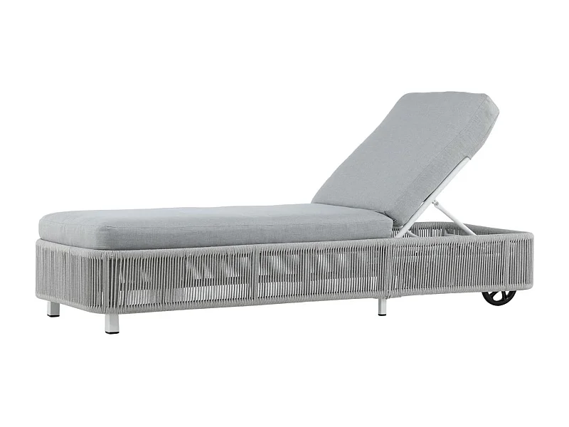 Transat à Roulettes "Virya" 205cm Blanc & Gris