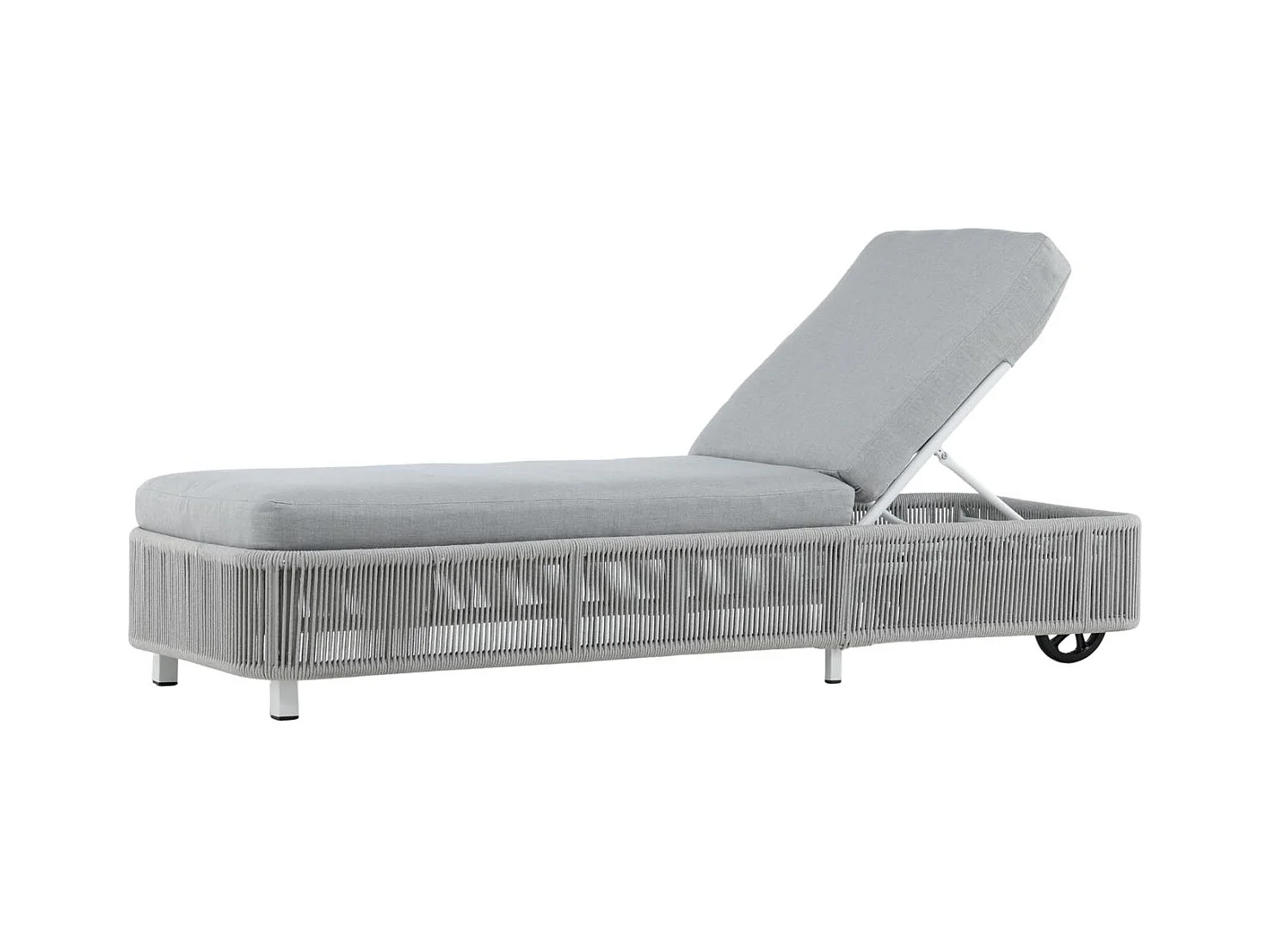 Transat à Roulettes "Virya" 205cm Blanc & Gris