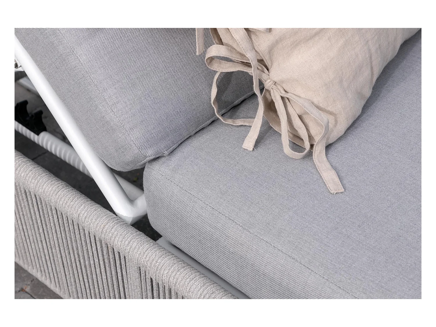 Transat à Roulettes "Virya" 205cm Blanc & Gris