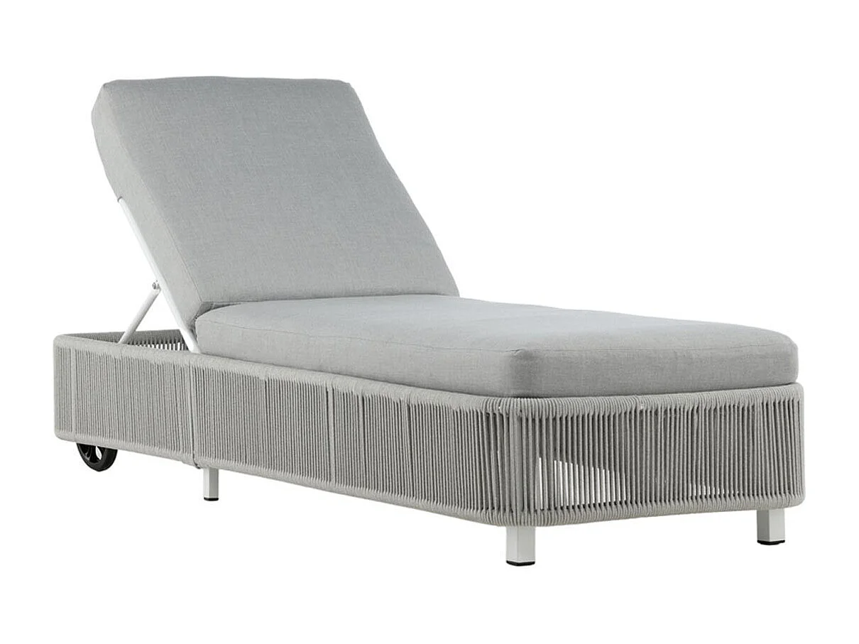 Transat à Roulettes "Virya" 205cm Blanc & Gris