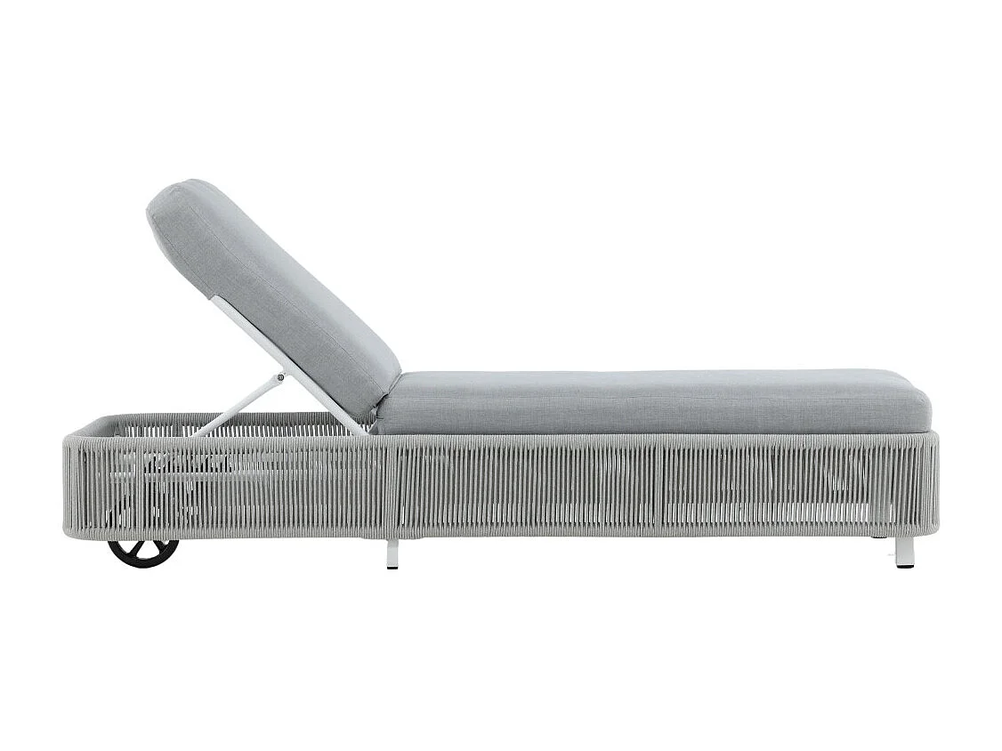 Transat à Roulettes "Virya" 205cm Blanc & Gris