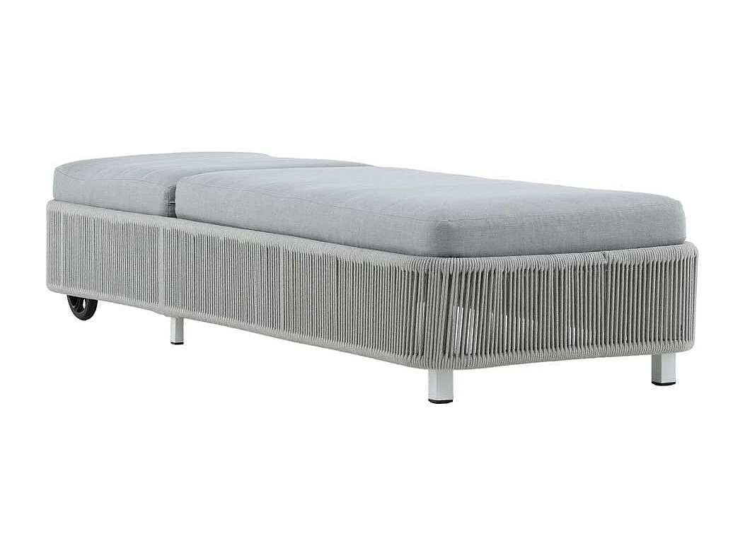 Transat à Roulettes "Virya" 205cm Blanc & Gris