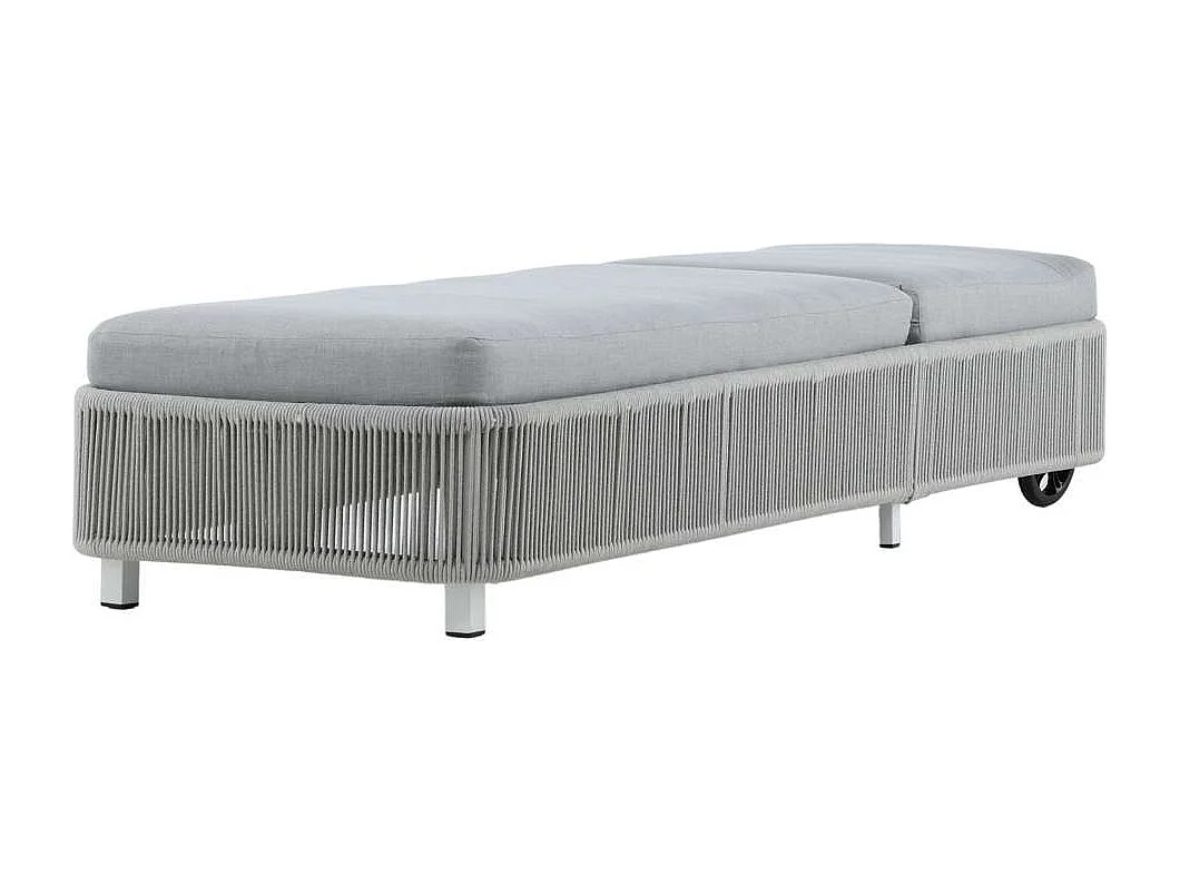 Transat à Roulettes "Virya" 205cm Blanc & Gris