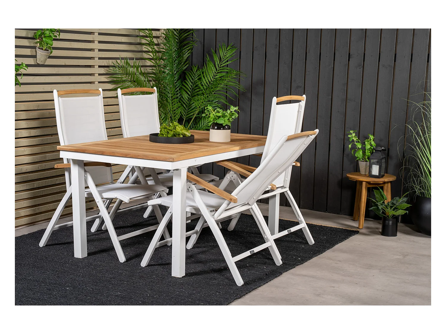 Panama Gartenstuhl 5 Pos. einstellbar weiß, natur.