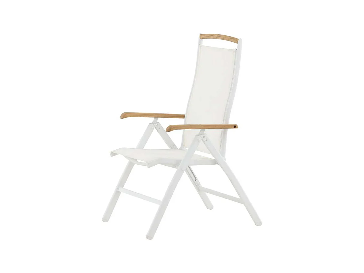 Panama Gartenstuhl 5 Pos. einstellbar weiß, natur.