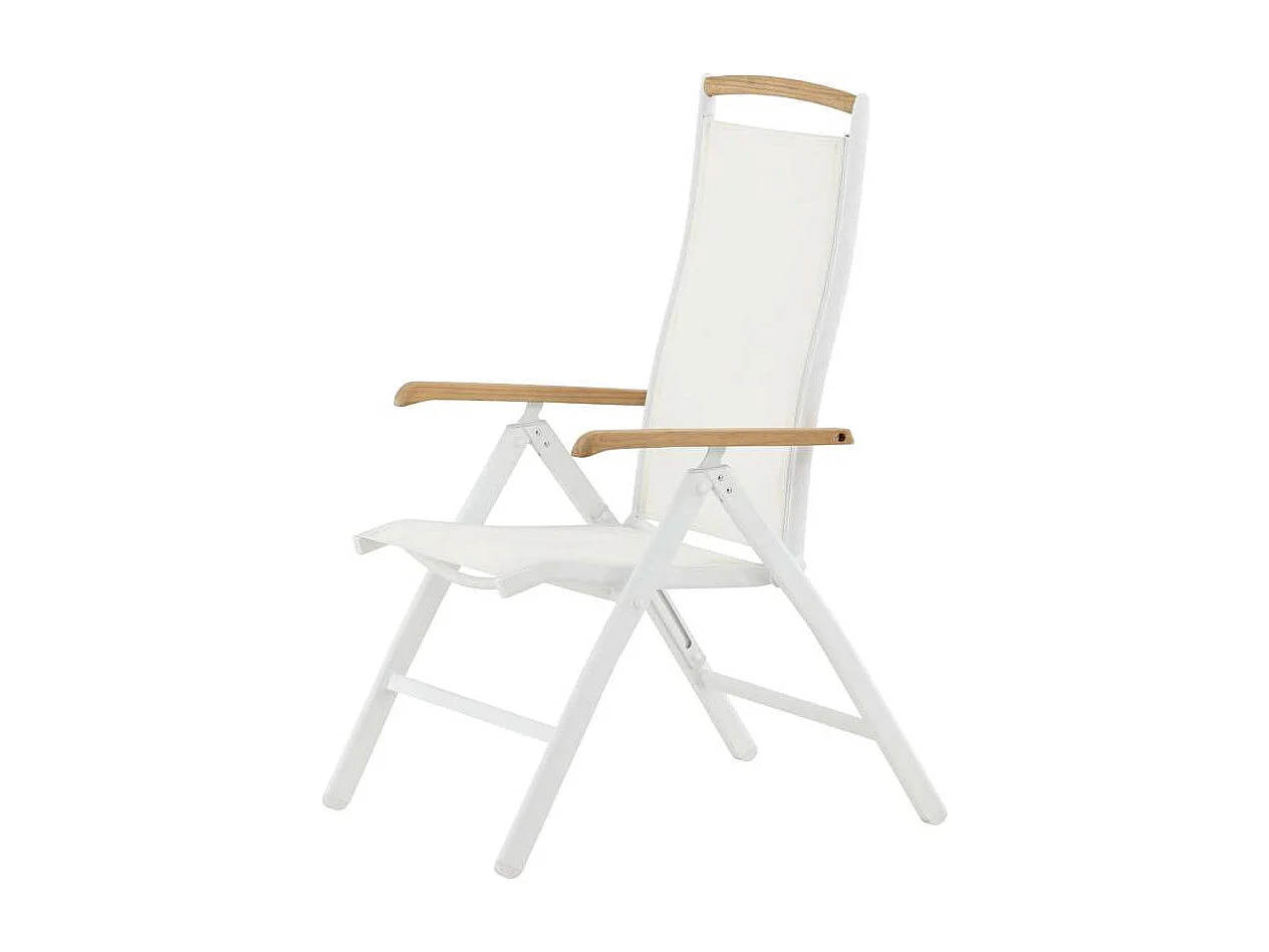 Panama Chaise de jardin réglable, 5 positions, blanc, teinte naturelle.