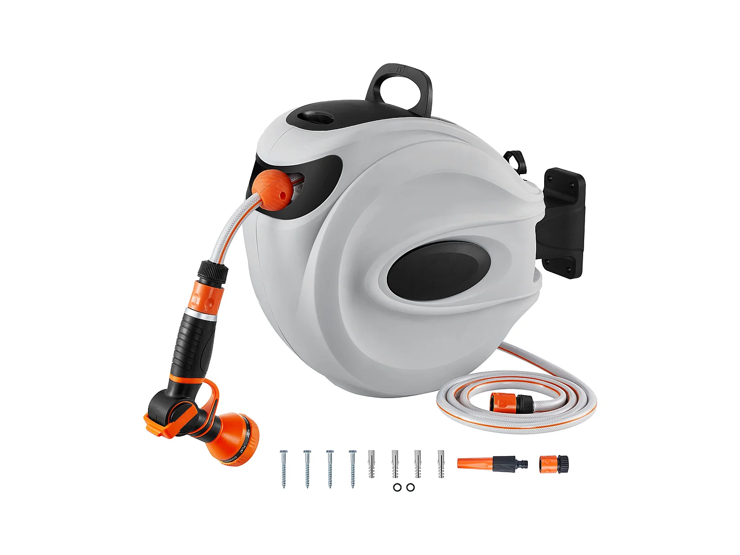 Enrouleur de Tuyau d'Arrosage Rétractable SucceBuy, 1,2 cm x 30 m, Fixé au Mur, Avec Buse 9 - Pattern, Verrouillage de Toute Longueur