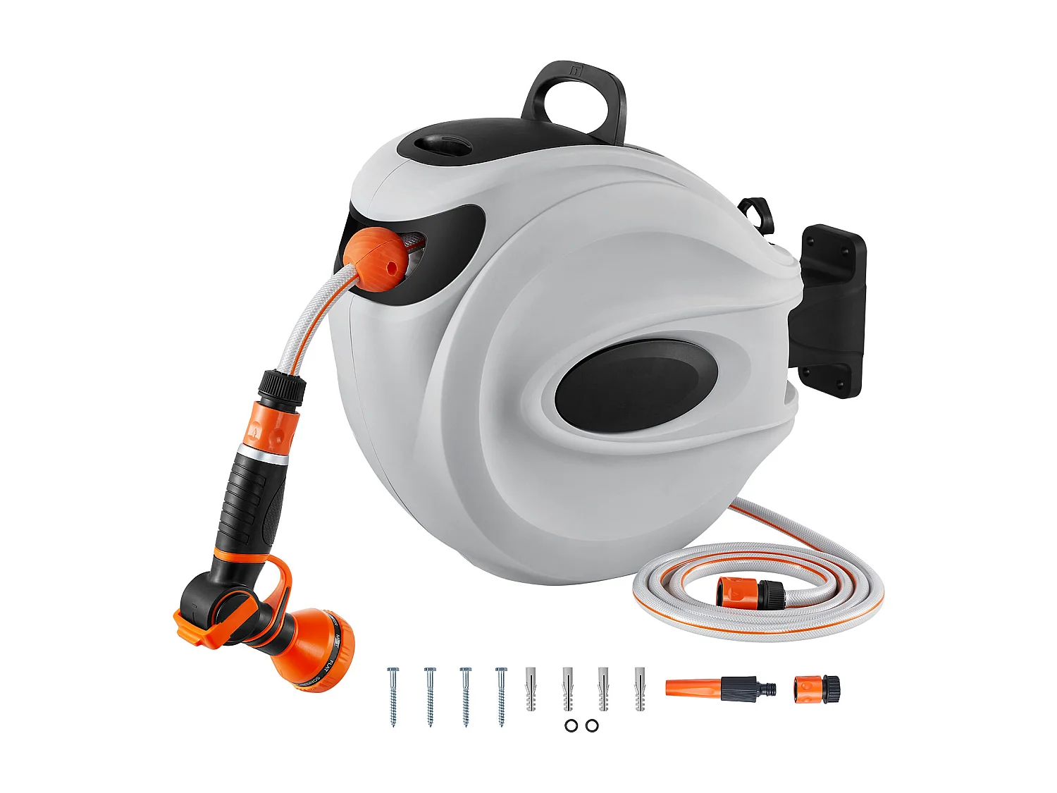 Enrouleur de Tuyau d'Arrosage Rétractable SucceBuy, 1,2 cm x 30 m, Fixé au Mur, Avec Buse 9 - Pattern, Verrouillage de Toute Longueur