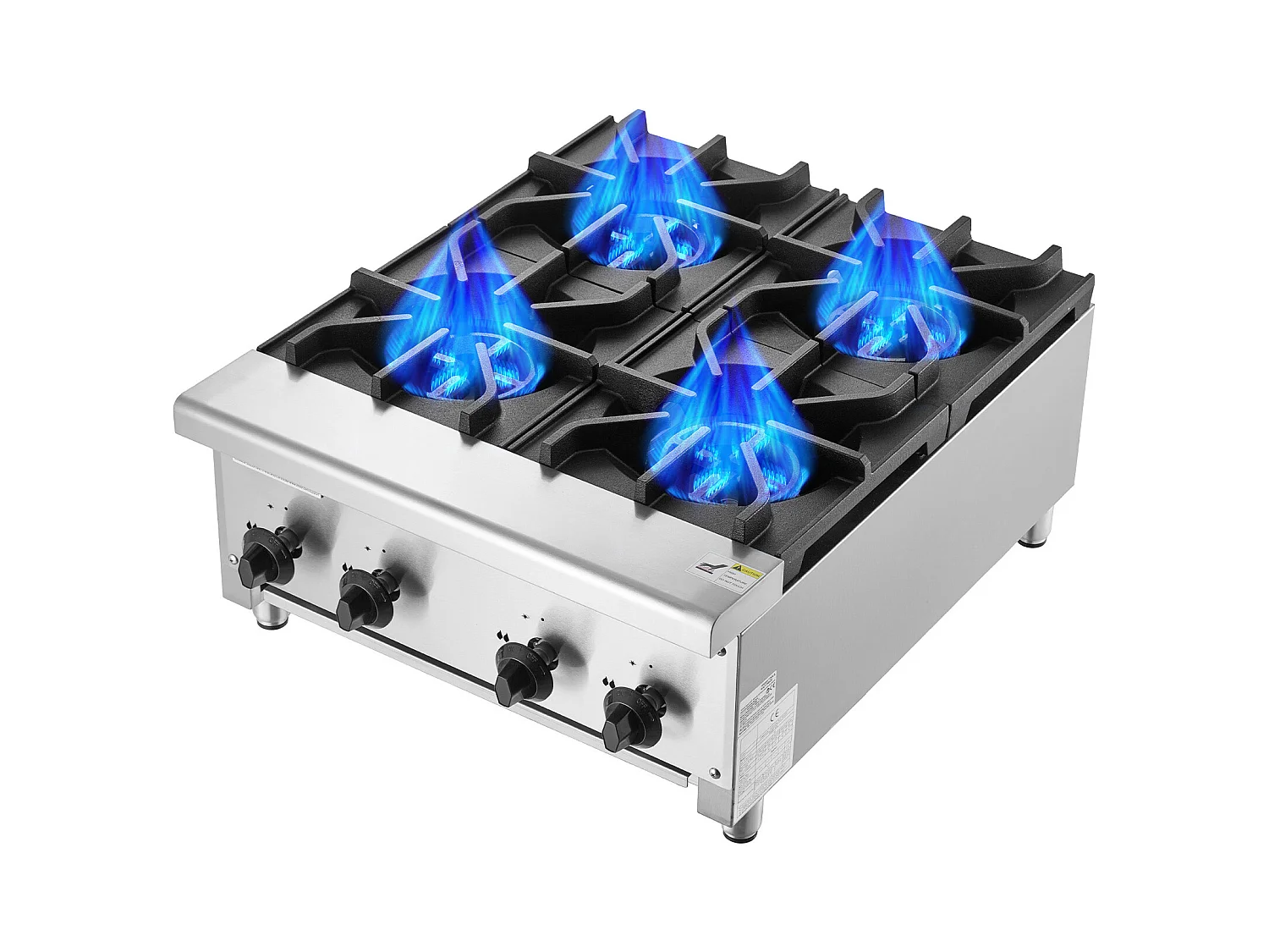 Cuisinière à Gaz Commerciale SucceBuy, Plaque Chauffante de Comptoir à 4 Brûleurs, Cuisinière de Comptoir au Propane et au Gaz Naturel, 28 kW