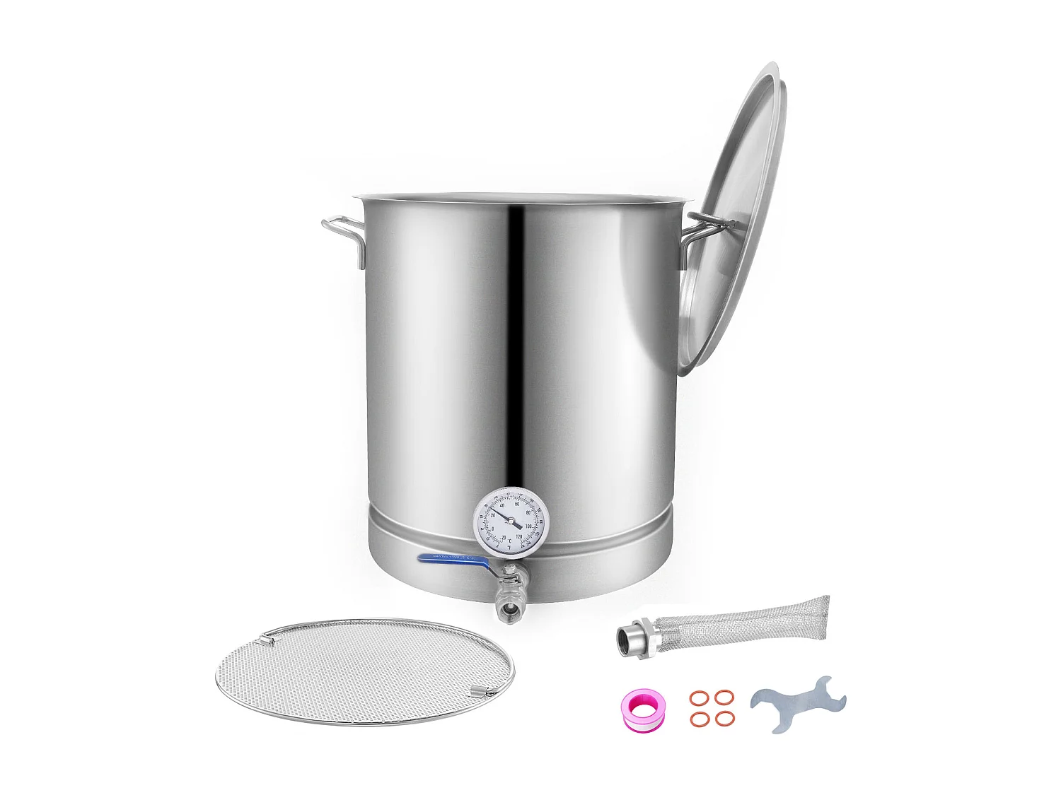 Caldera de Elaboración de Cerveza SucceBuy de Acero Inoxidable 60.6L, Fondo Triple, Olla de Elaboración de Cerveza, Suministros de Elaboración de Cerveza Casera