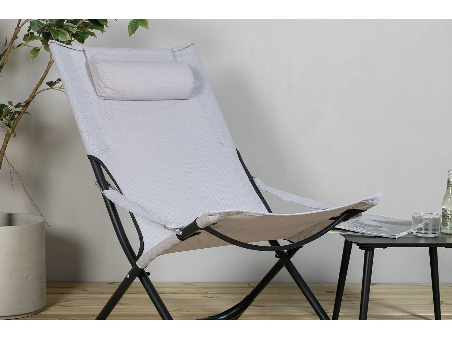 Seville Chaise longue de jardin, chaise de plage pliante, gris.