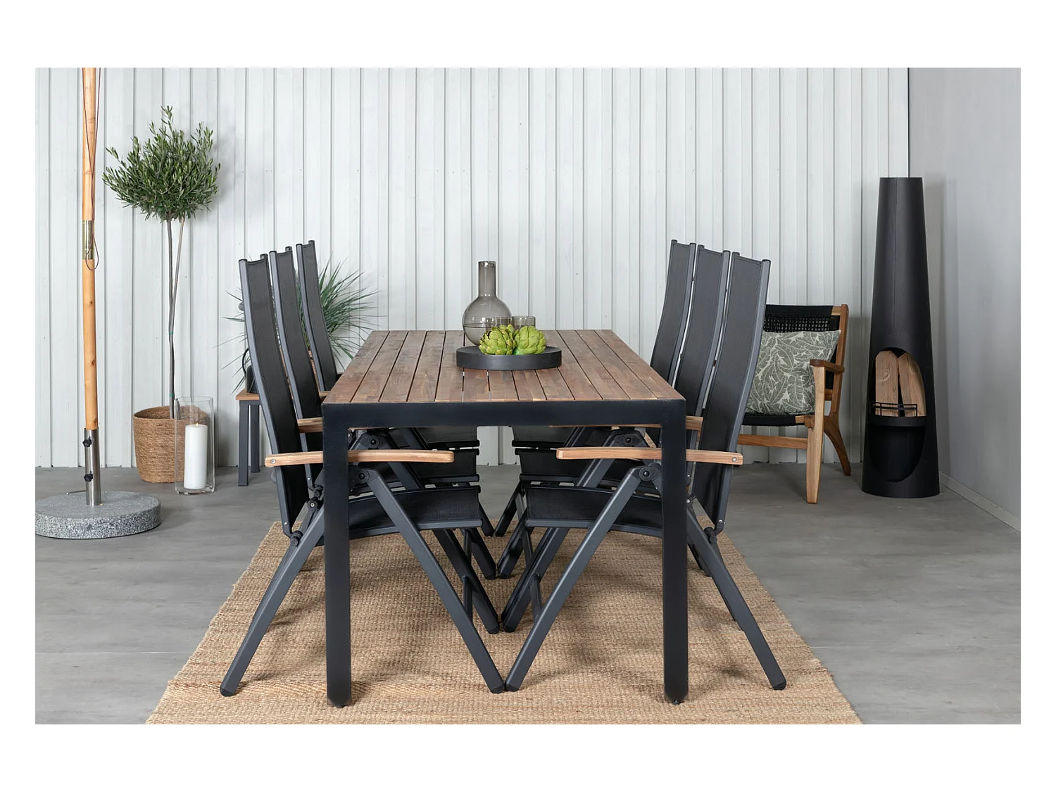 Panama Gartenstuhl einstellbar schwarz.