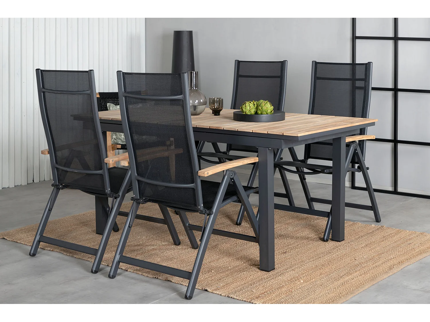 Panama Gartenstuhl einstellbar schwarz.