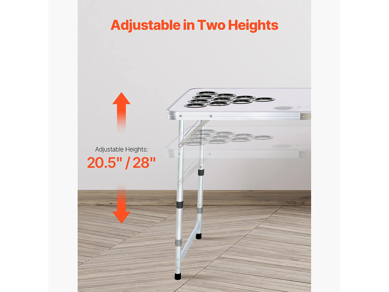 Stół do Beer-Pong Portatywny SucceBuy, 2,4 m, Gra na Imprezę w Bagażniku, Otwory na Puszki, Piłki do Ping-Ponga