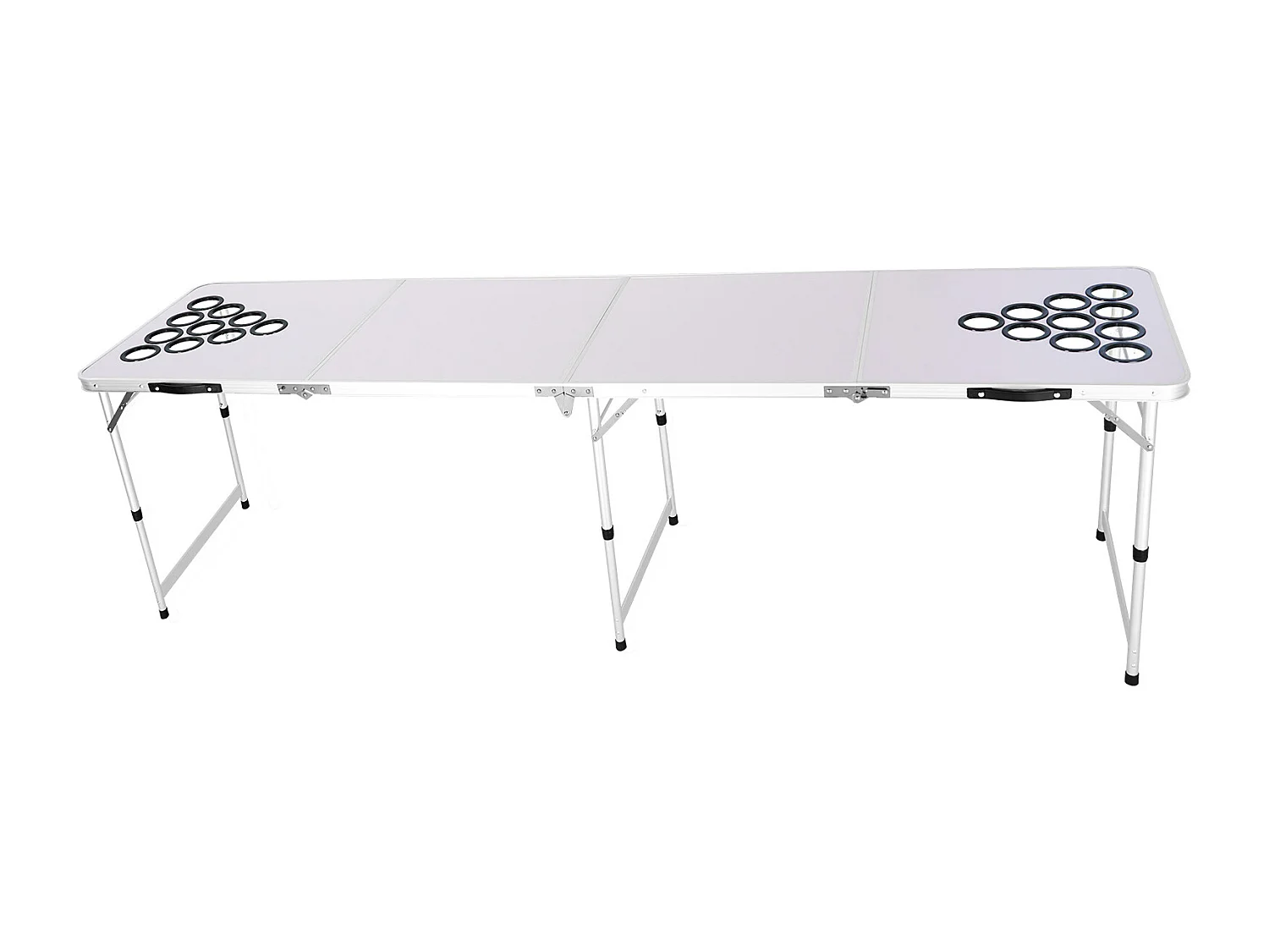 Stół do Beer-Pong Portatywny SucceBuy, 2,4 m, Gra na Imprezę w Bagażniku, Otwory na Puszki, Piłki do Ping-Ponga