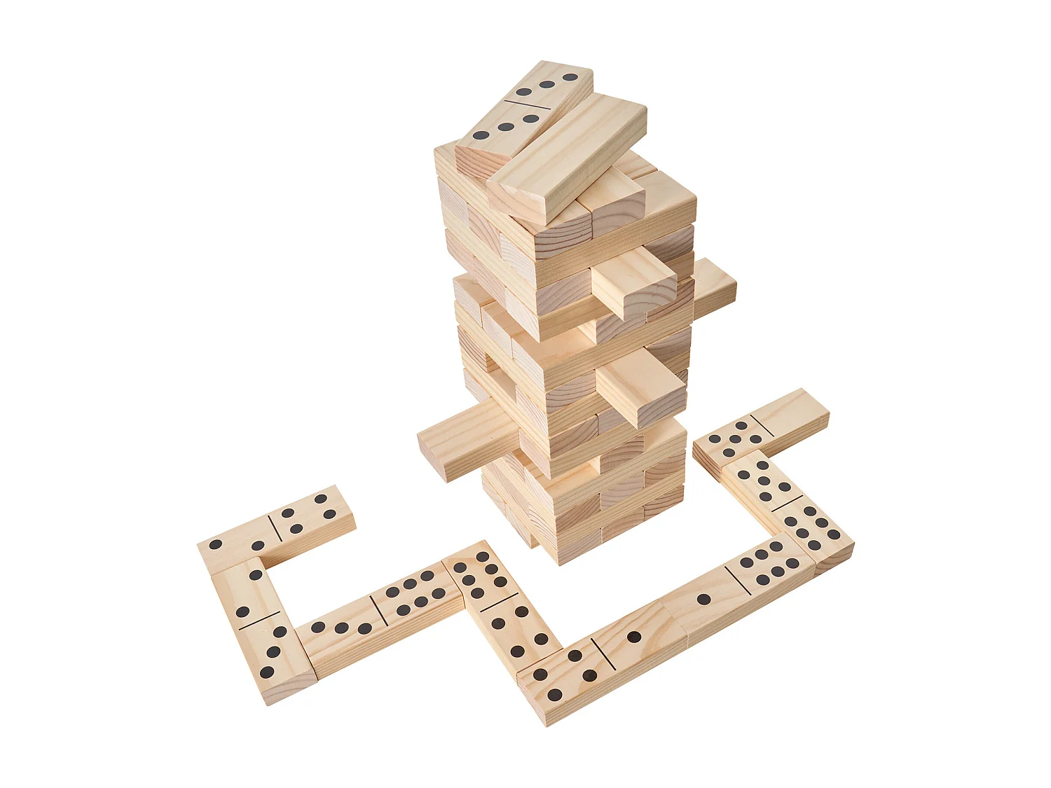 Houten Schommel Speelgoed SucceBuy, 60 Blokken, Gigantische Schommeltoren, Dennenhout, Tas