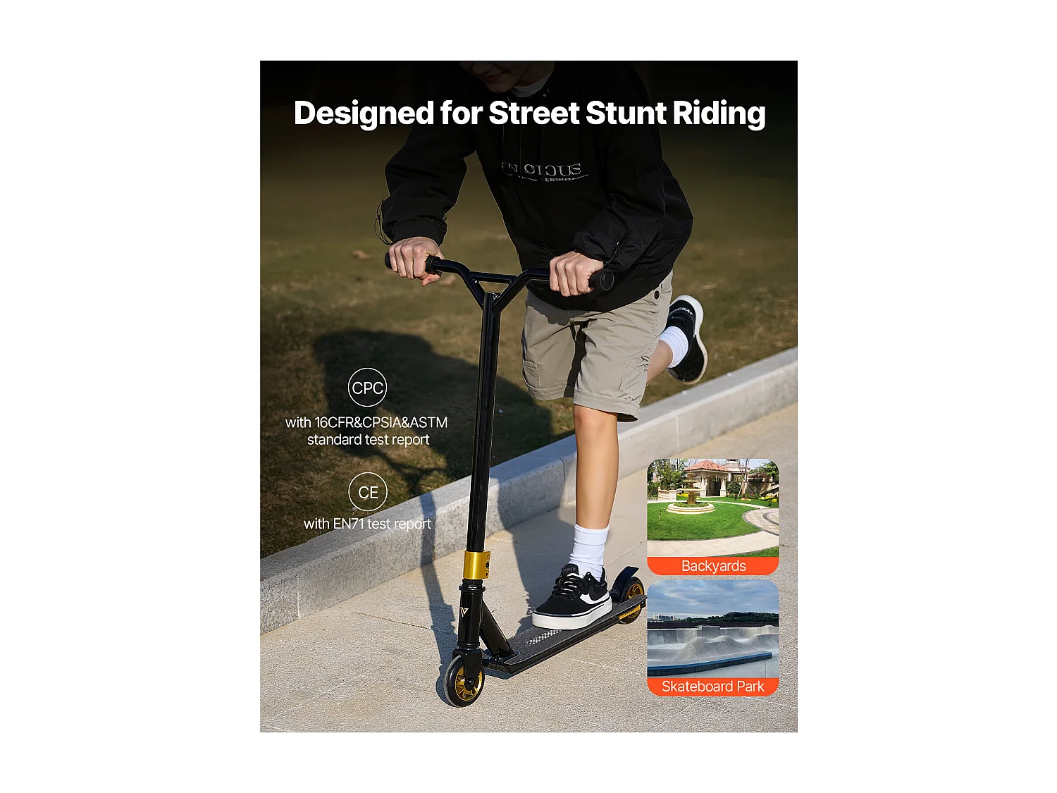 Trottinette Acrobatique SucceBuy, Trottinettes de Rue pour Enfants et Adultes, Plateau Léger