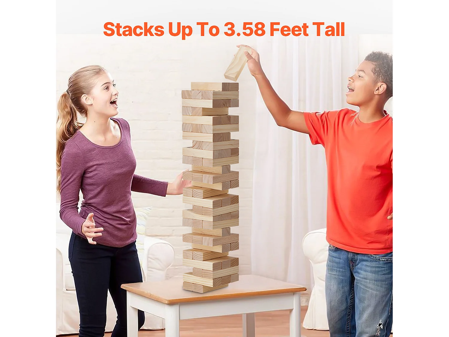 Giocattolo di Legno a Dondolo SucceBuy 54 Blocchi, Grande Gioco di Torre, Legno di Pino, Borsa da Trasporto e Cruscotto, per Divertimento Interno/Esterno