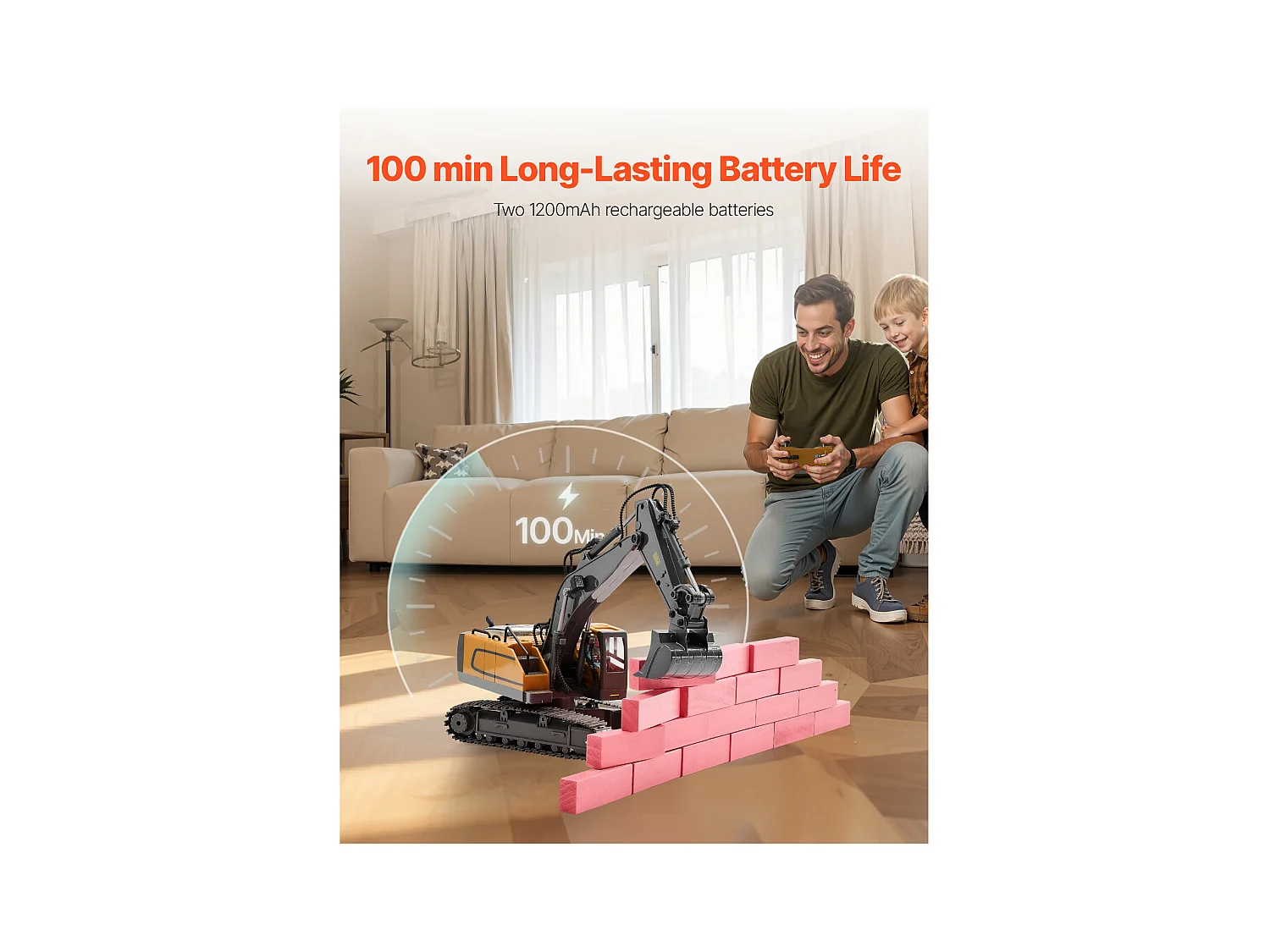 Op Afstand Bestuurbare Graafmachine SucceBuy, RC-Speelgoedgraafmachine met 11 Kanalen, Schaal 1:20