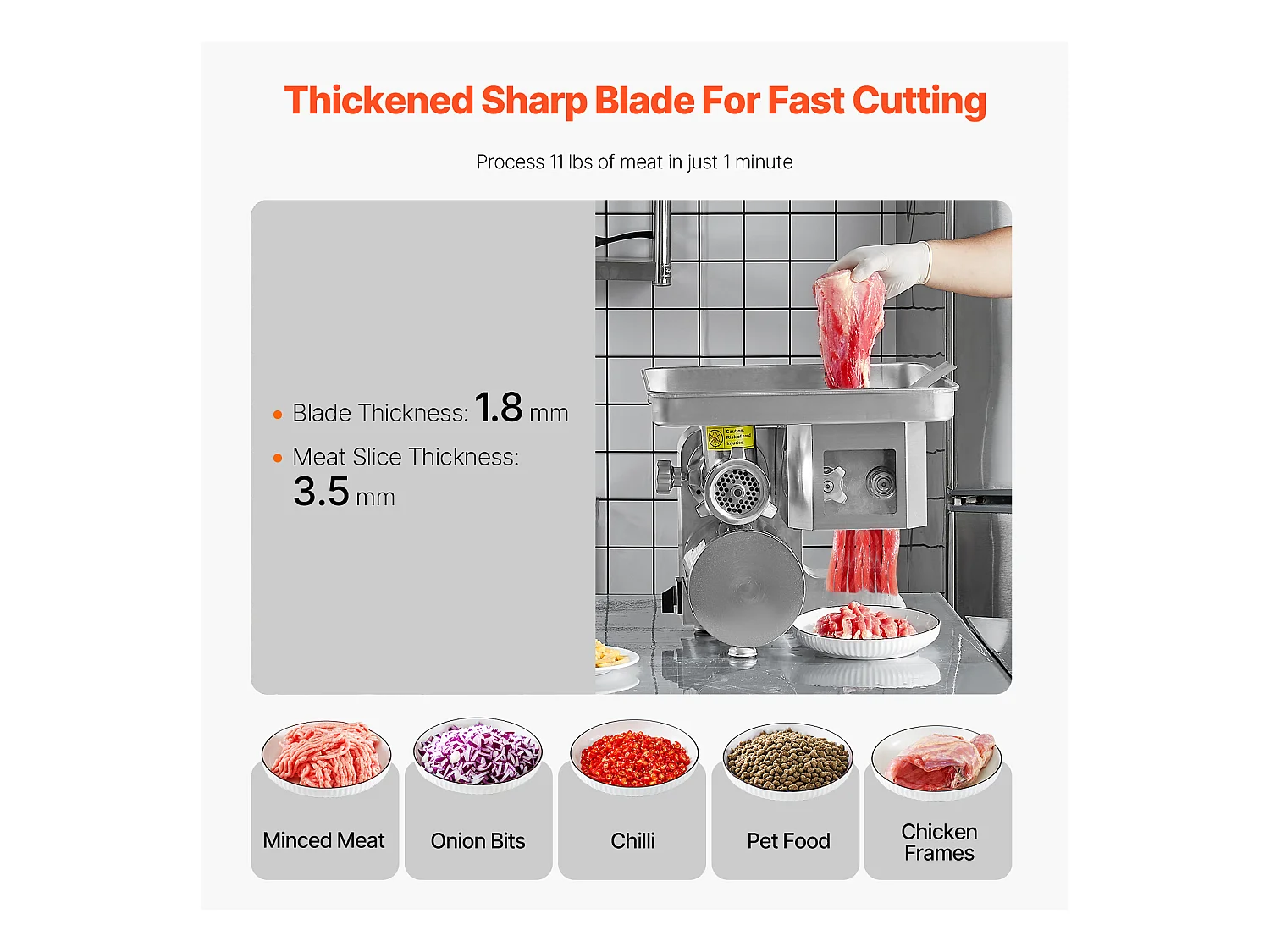 Hachoir à Viande Électrique Commercial SucceBuy, Trancheuse de 5 kg /Minute et Fabricant de Stuffer de Saucisse